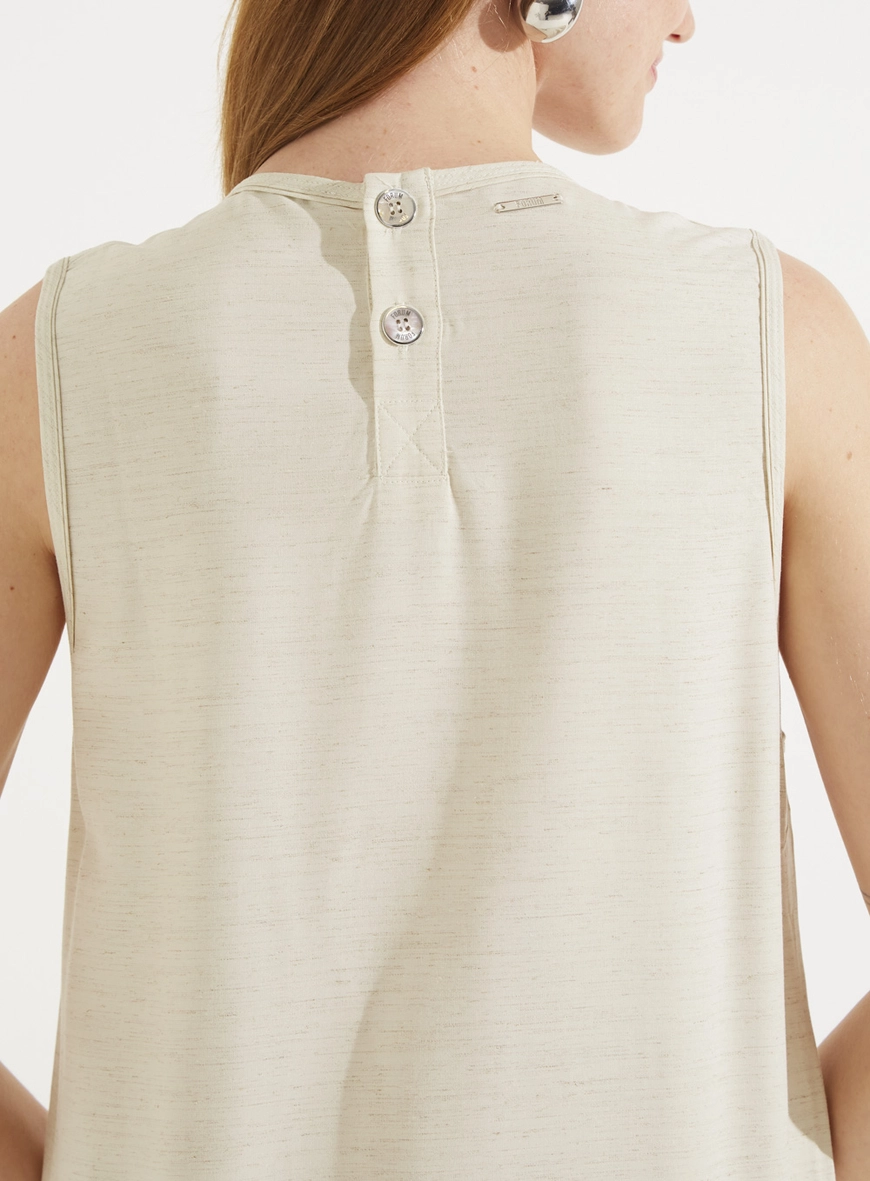 Vestido Longo Com Fenda Em Linho Bege 2