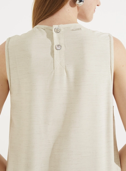 Vestido Longo Com Fenda Em Linho