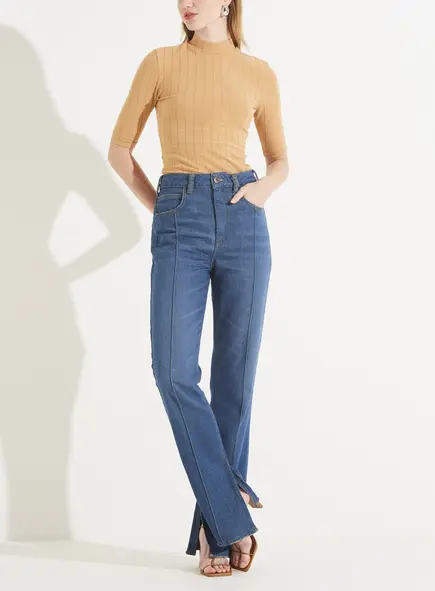 Blusa Feminina Canelada Gola Alta