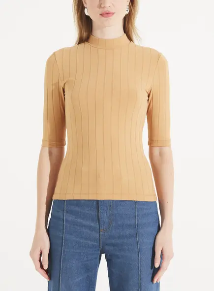 Blusa Feminina Canelada Gola Alta