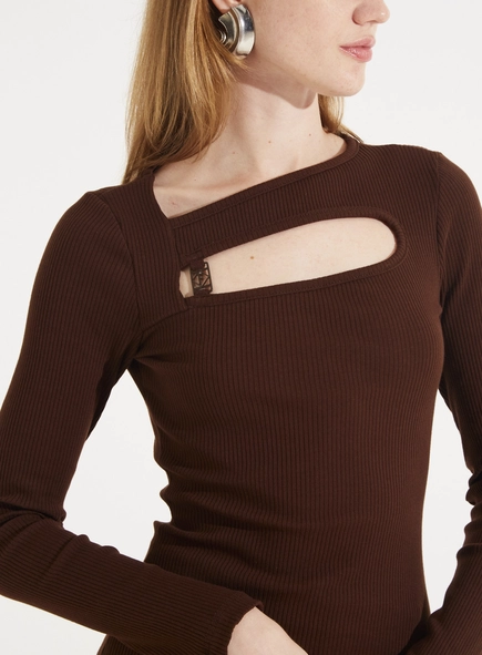 Blusa Feminina Canelada Decote Geométrico