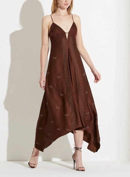 Vestido Acetinado Assimétrico Com Bordado