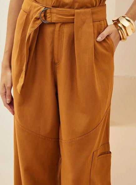 Calça Feminina Em Linho Ampla