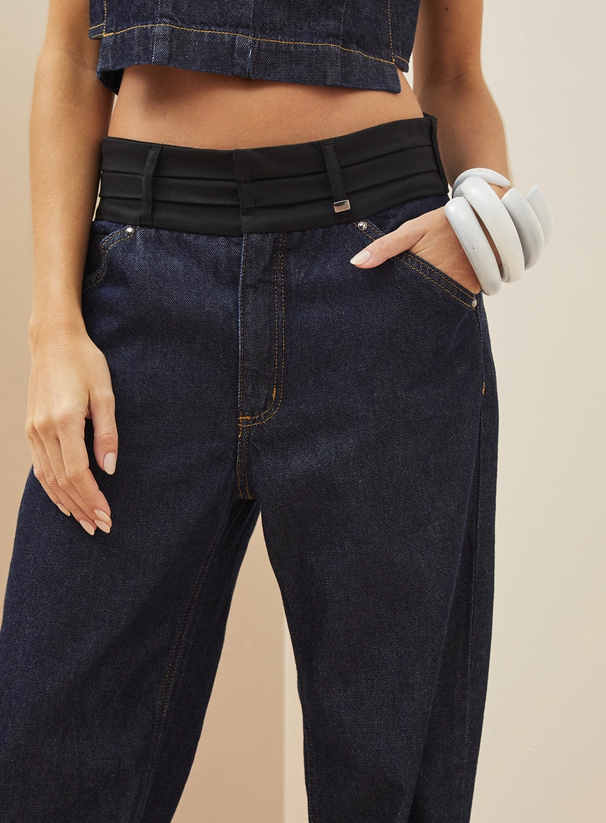 Calça Jeans Wide Leg Cós Duplo Índigo 3