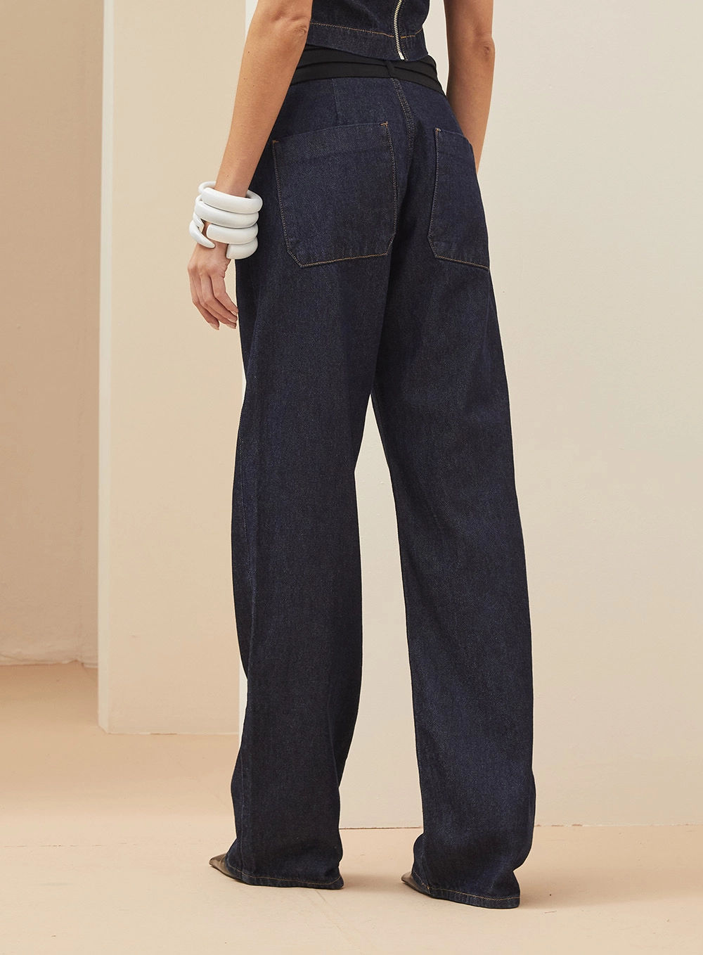 Calça Jeans Wide Leg Cós Duplo Índigo 4
