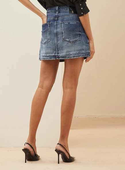 Saia Jeans Com Cinto