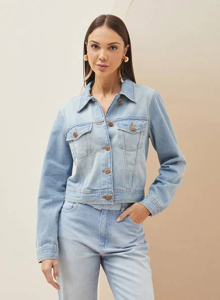 Jaqueta Feminina Jeans Reta
