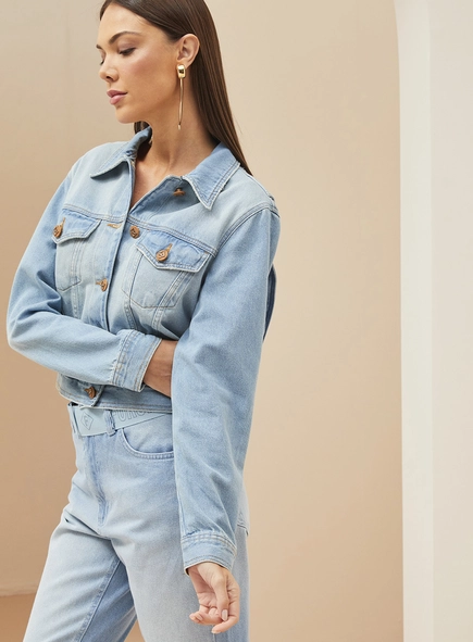 Jaqueta Feminina Jeans Reta