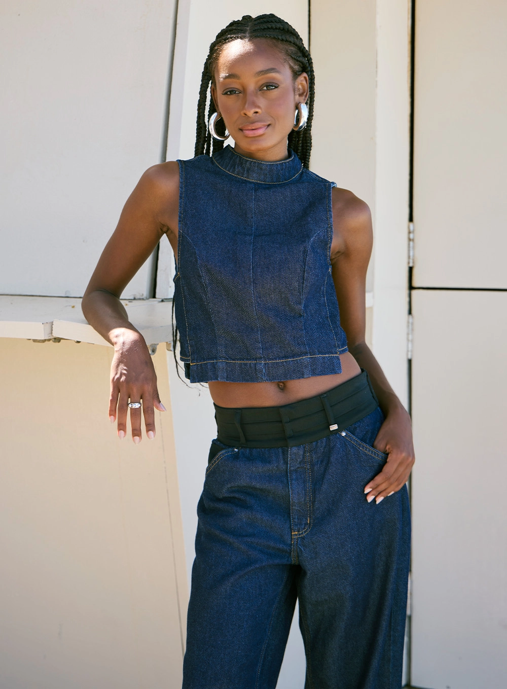 Top Jeans Gola Alta Índigo 1