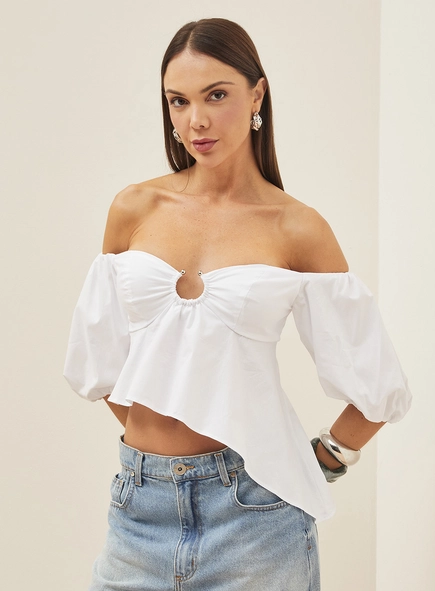 Top Assimétrico Ombro À Ombro