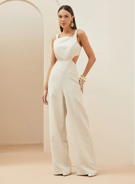 Macacão Alfaiataria Com Recortes Acinturados