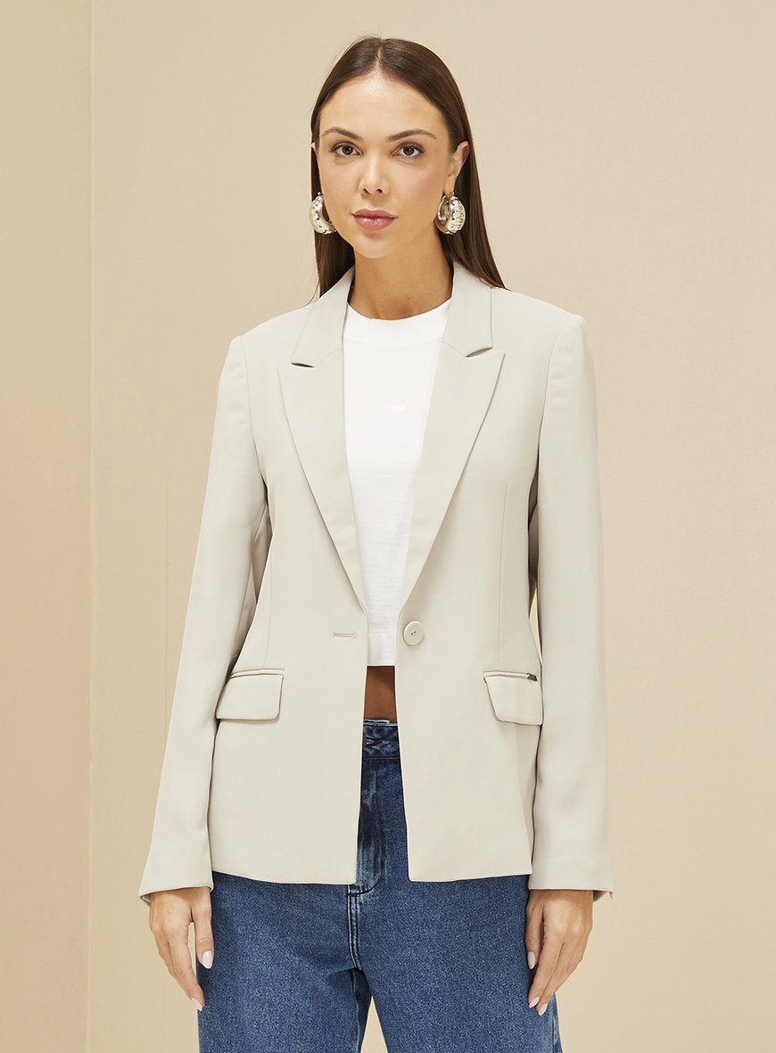 Blazer Feminino Alfaiataria Acinturado Bege Esquilo 2