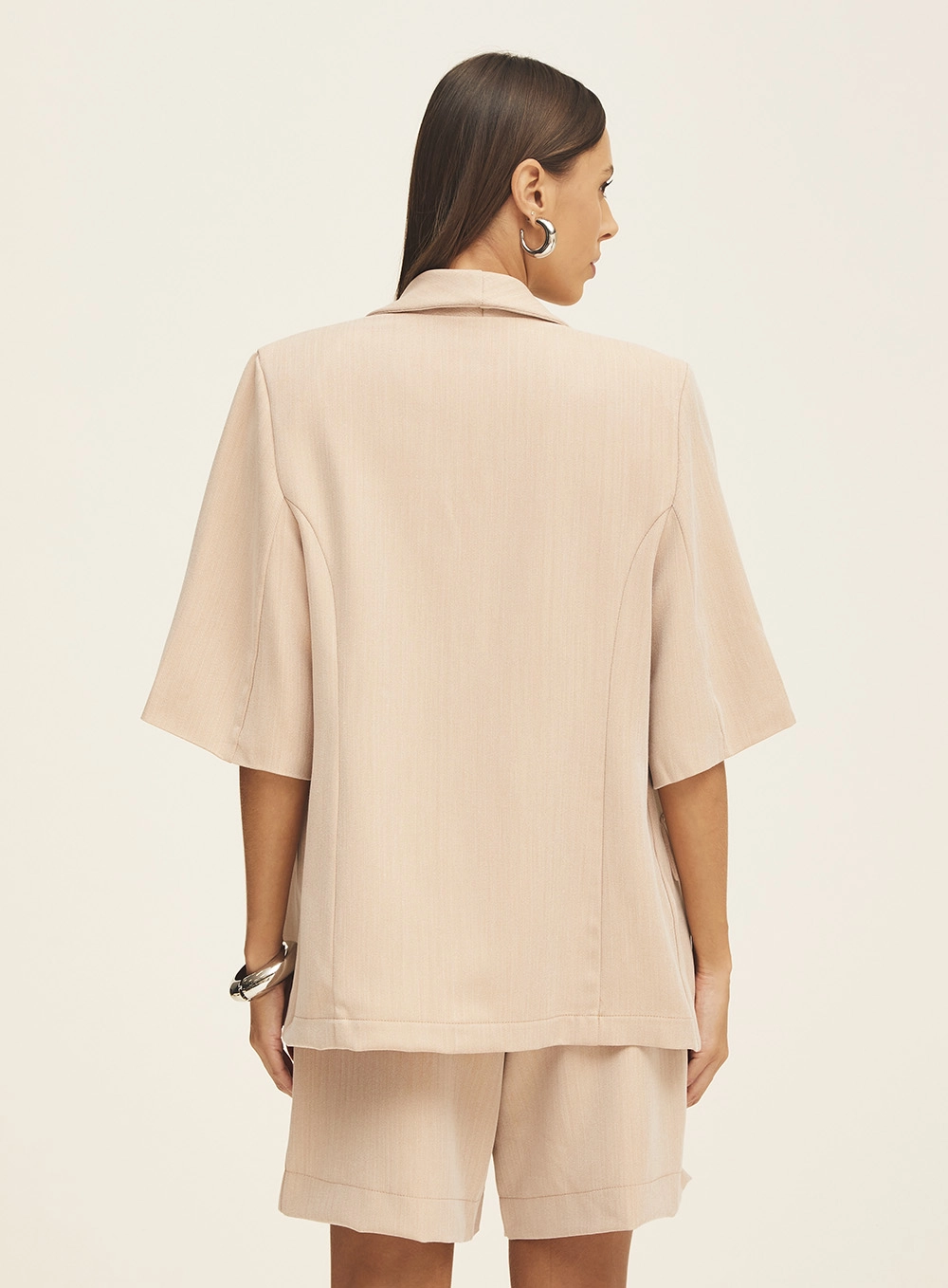 Blazer Feminino Alfaiataria Over Bege 6