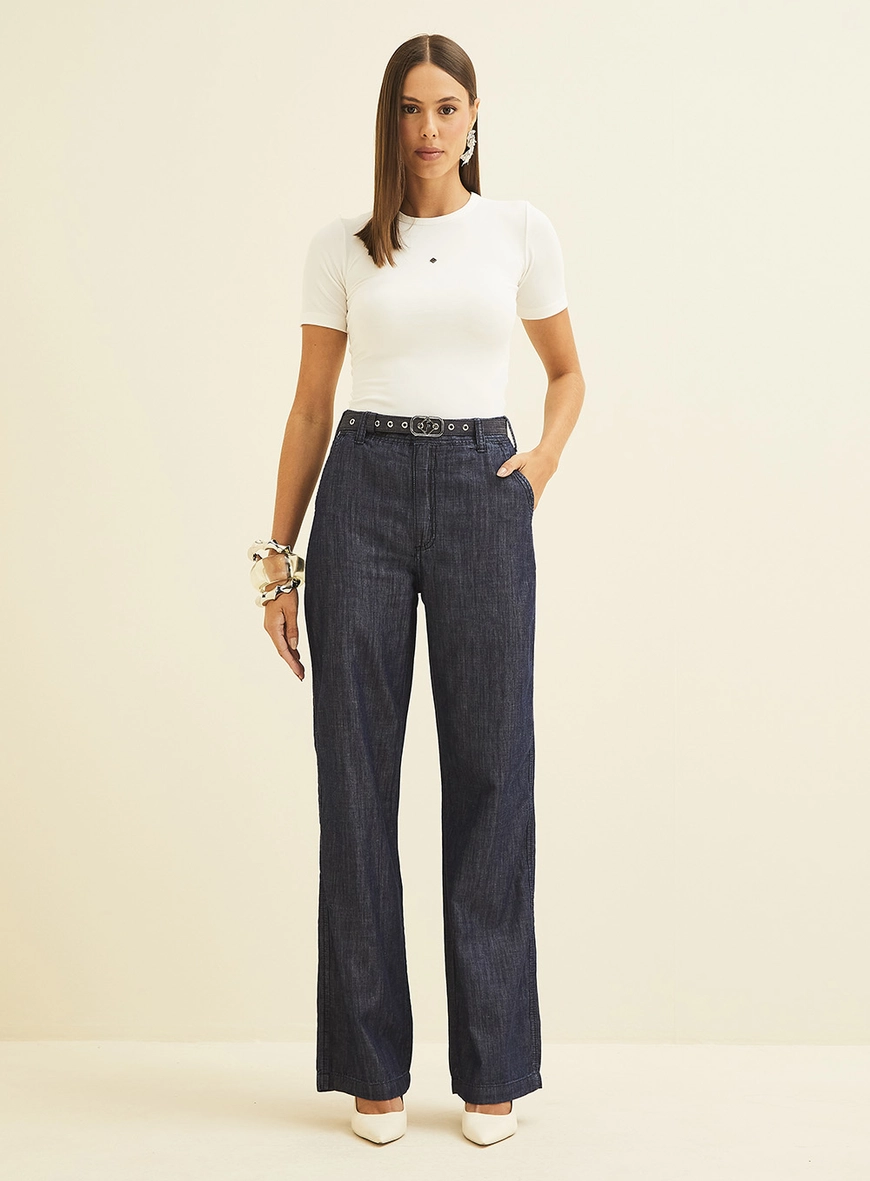 Calça Jeans Bella Com Cinto Índigo 1