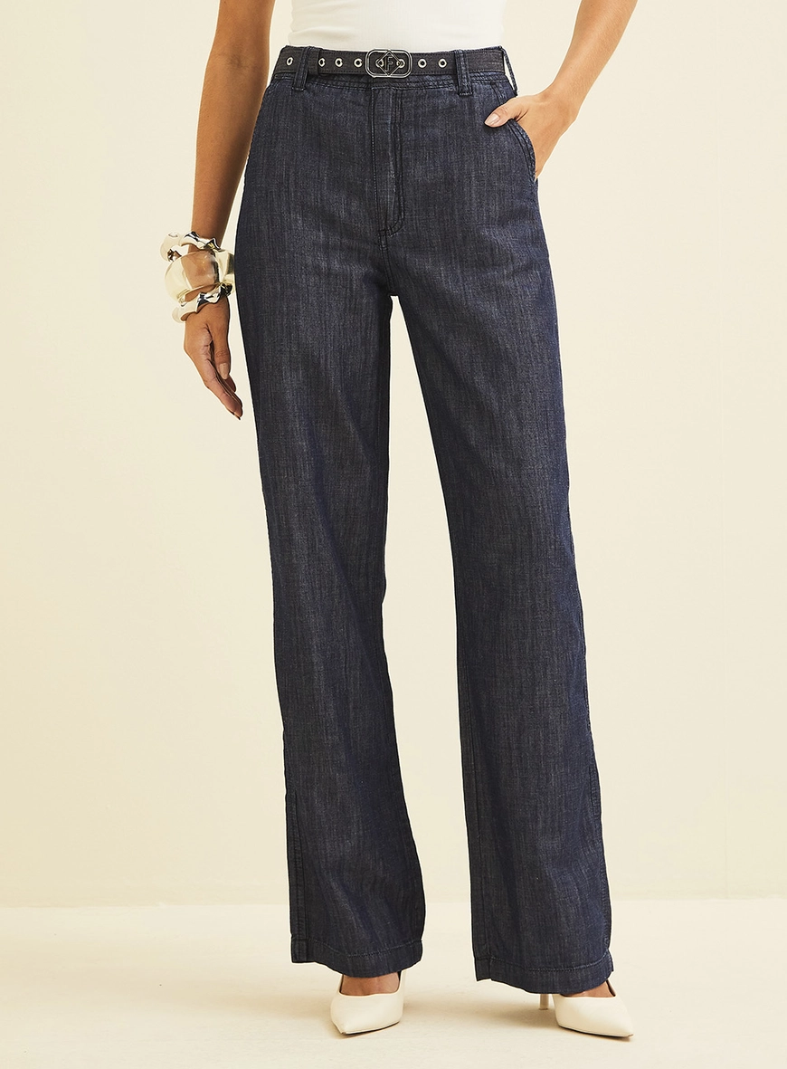 Calça Jeans Bella Com Cinto Índigo 2