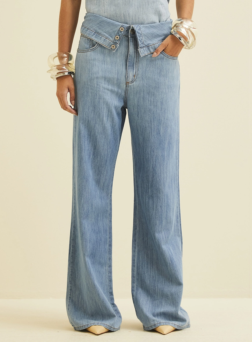 Calça Jeans New Cós Com Dobra Índigo 1