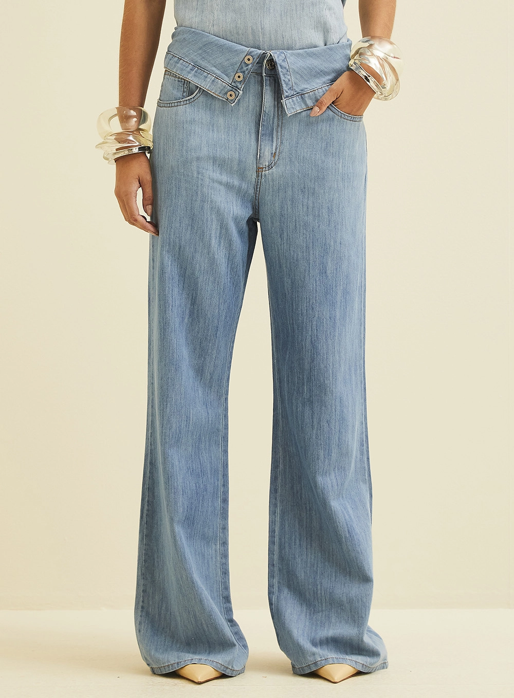 Calça Jeans New Cós Com Dobra Índigo 1