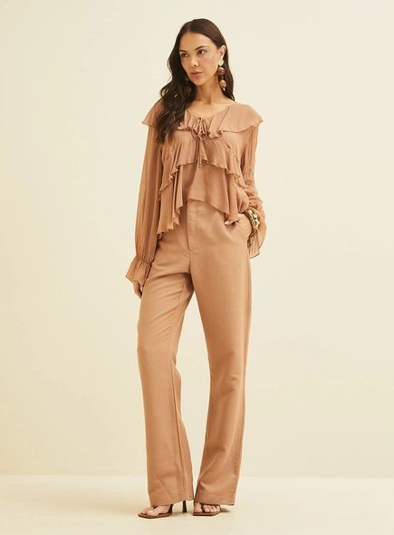 Calça Flare Em Linho