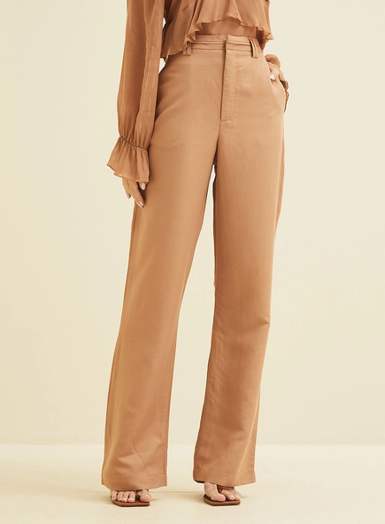 Calça Flare Em Linho