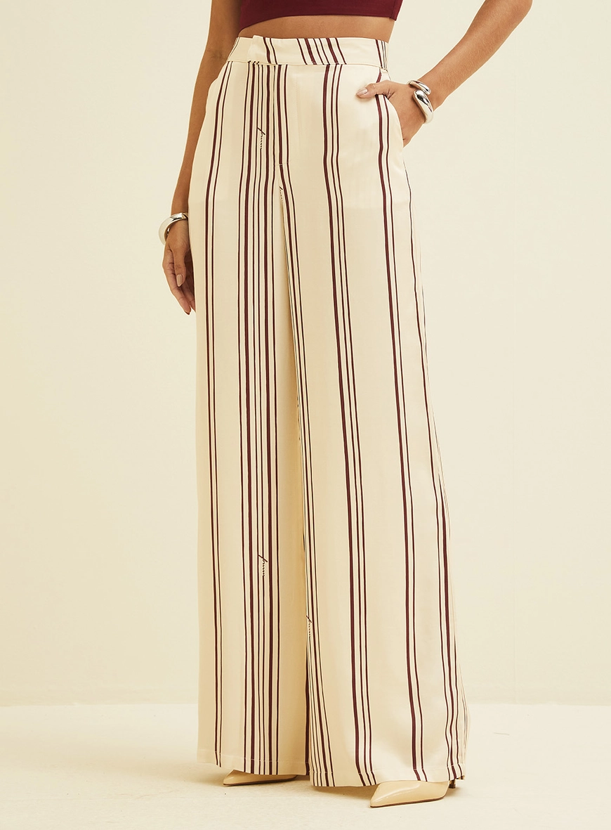 Calça Alfaiataria Ampla Com Listras Estampados 2