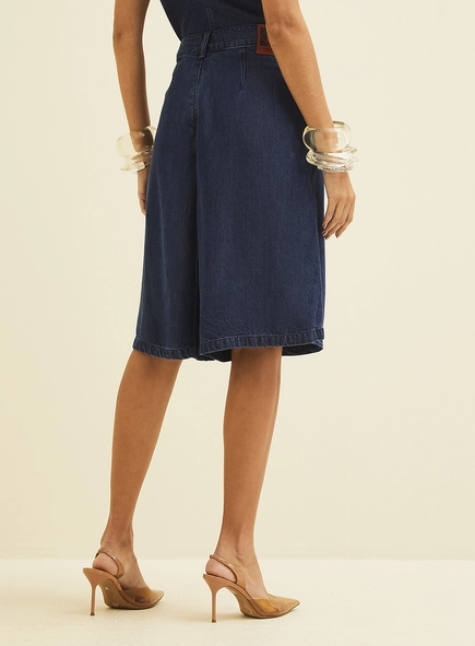 Bermuda Jeans Feminina Em Alfaiataria