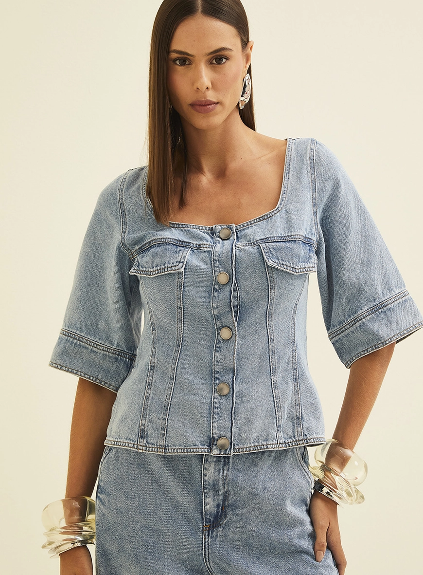 Jaqueta Jeans Trucker Feminina Índigo 3