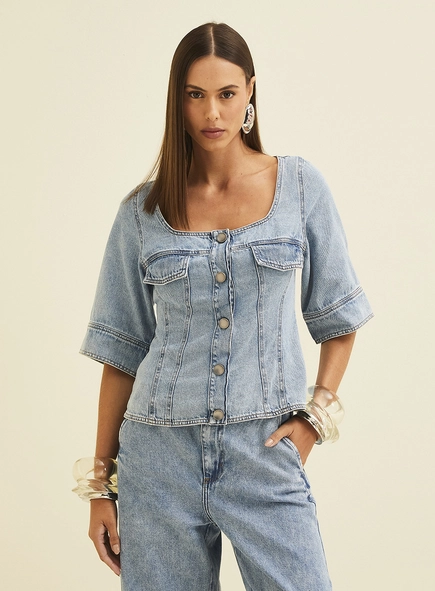 Jaqueta Jeans Trucker Feminina