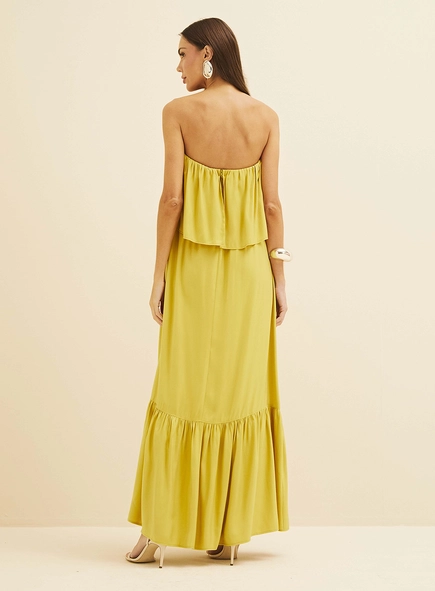 Vestido Longo Amplo Com Babados