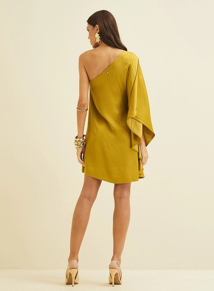 Vestido Um Ombro Acetinado