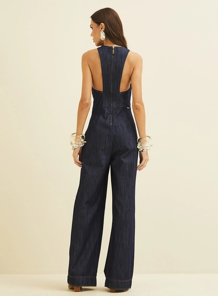 Macacão Jeans Feminino Justo