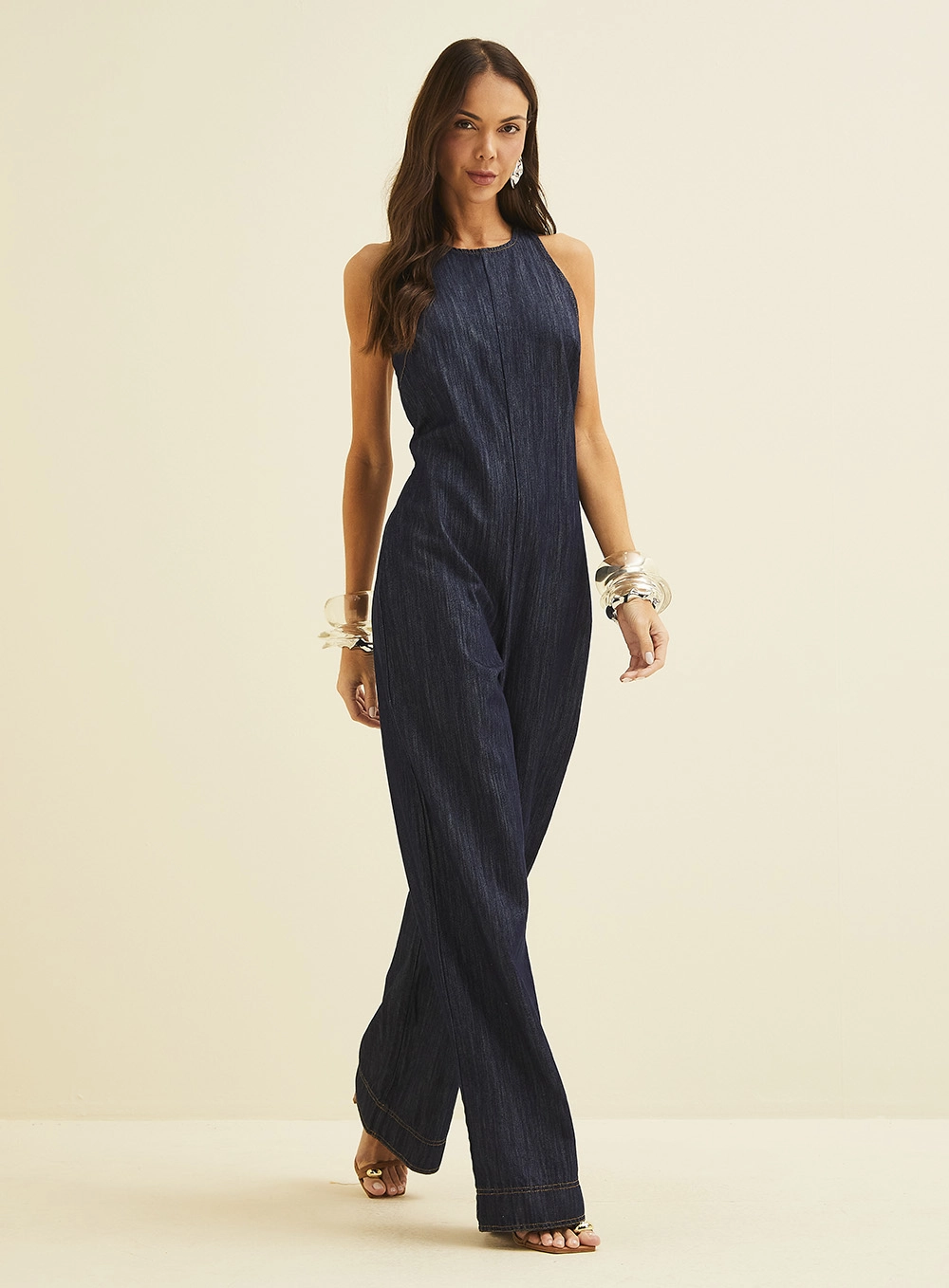 Macacão Jeans Feminino Justo Índigo 1