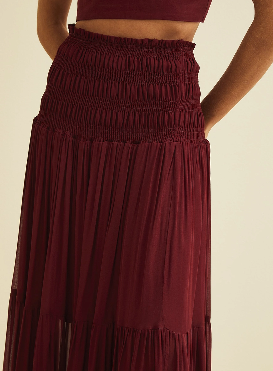 Saia Longa Ampla Com Lastex Bordo 3
