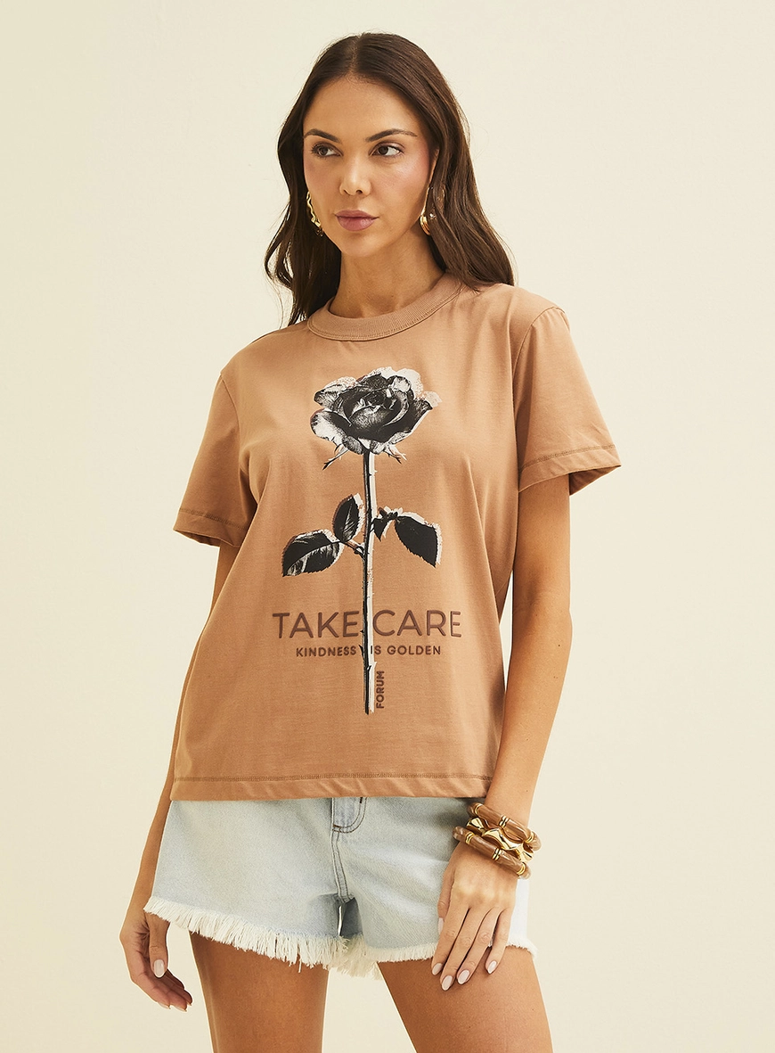 Camiseta Boy Com Estampa Marrom 2