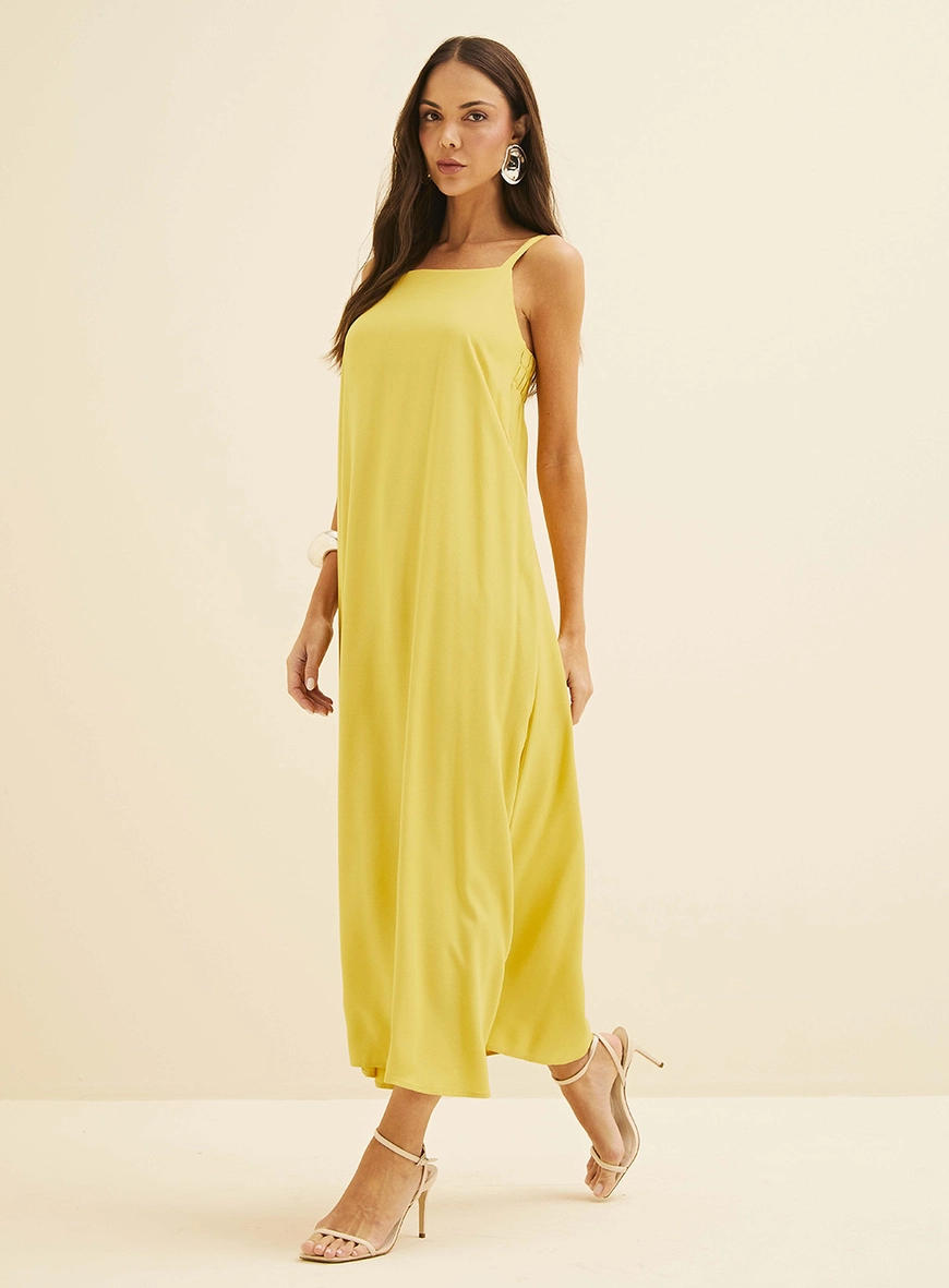 Vestido Longo Evasê Amarelo 4