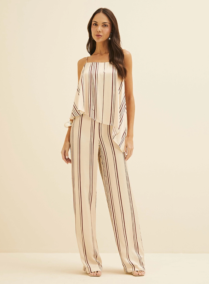 Macacão Amplo Com Sobreposição E Listras Estampados 1