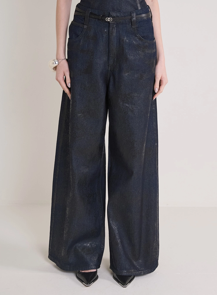 Calça Jeans Feminina Baggy Com Cinto Índigo 2