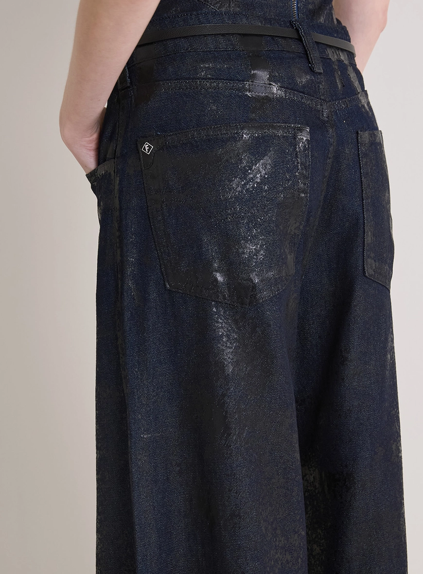 Calça Jeans Feminina Baggy Com Cinto Índigo 3