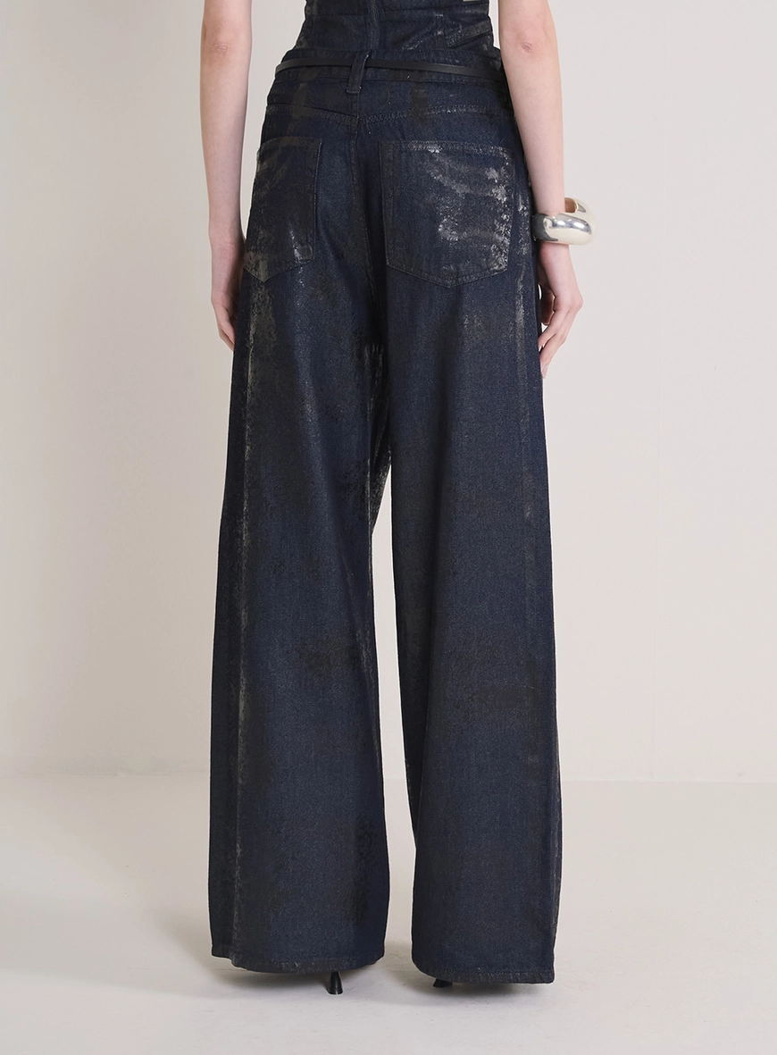 Calça Jeans Feminina Baggy Com Cinto Índigo 4