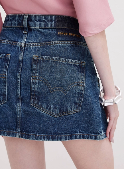 Saia Jeans Mini Com Bolso