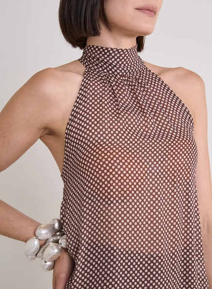 Blusa Estampada Halter Com Amarração