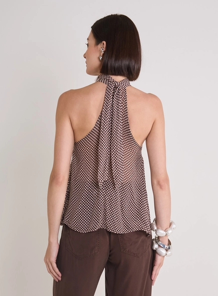 Blusa Estampada Halter Com Amarração