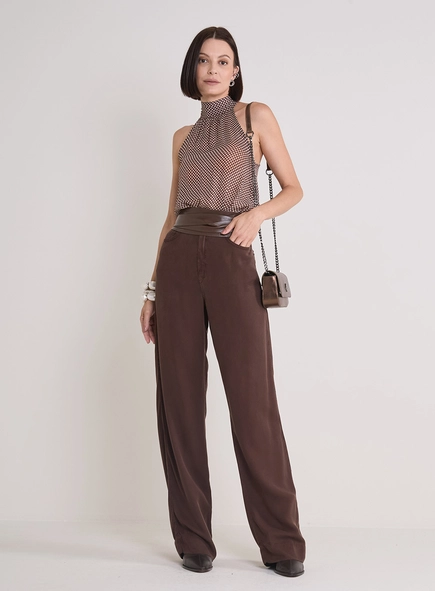 Blusa Estampada Halter Com Amarração