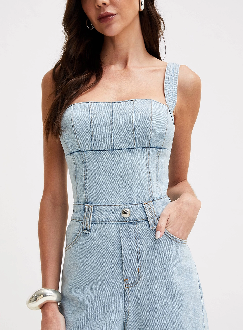 Macacão Jeans Com Calça Barrel Índigo 3