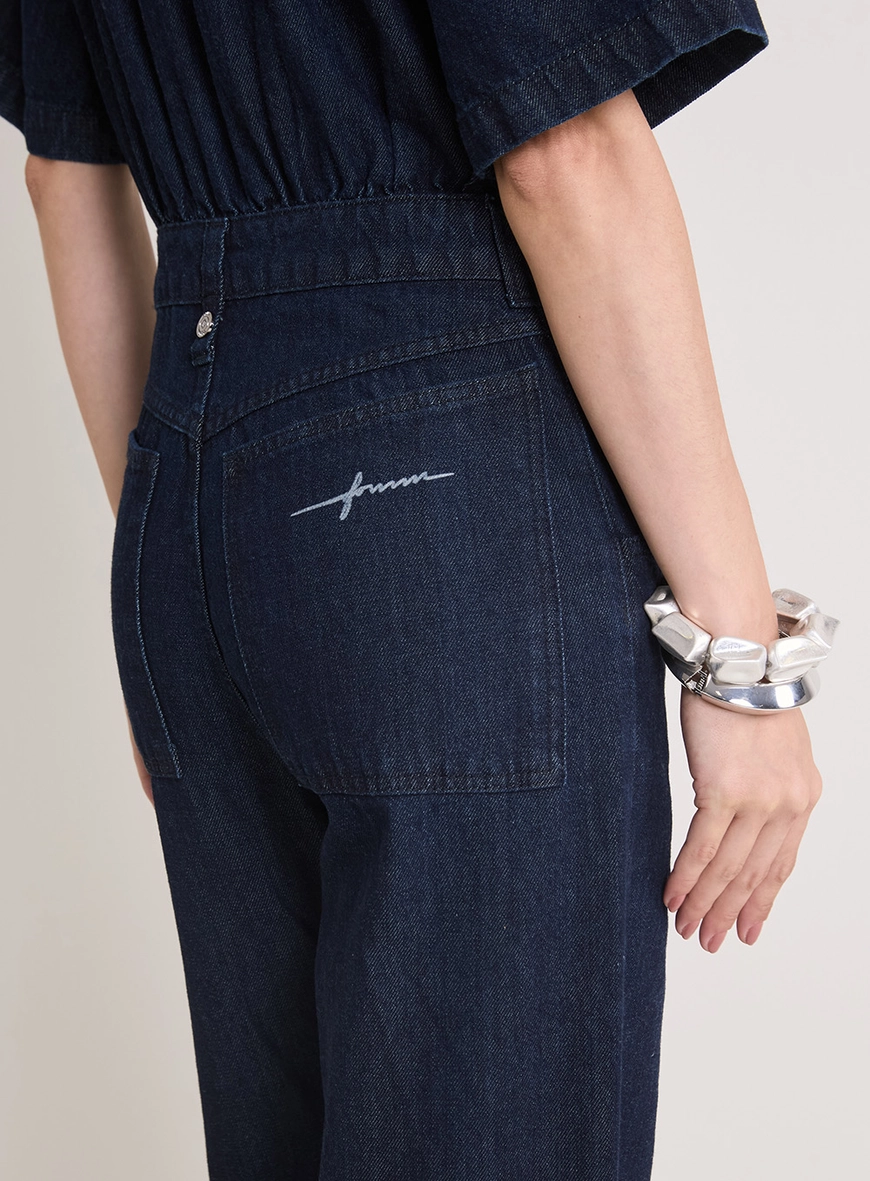 Macacão Jeans Mangas Amplas Calça Bella Índigo 3