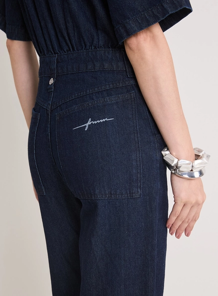 Macacão Jeans Mangas Amplas Calça Bella