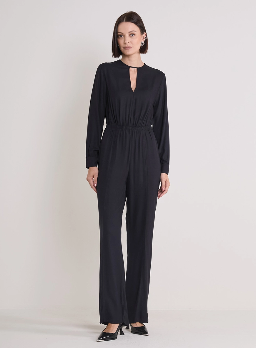 Macacão Alongado Cós Com Elástico Preto 4