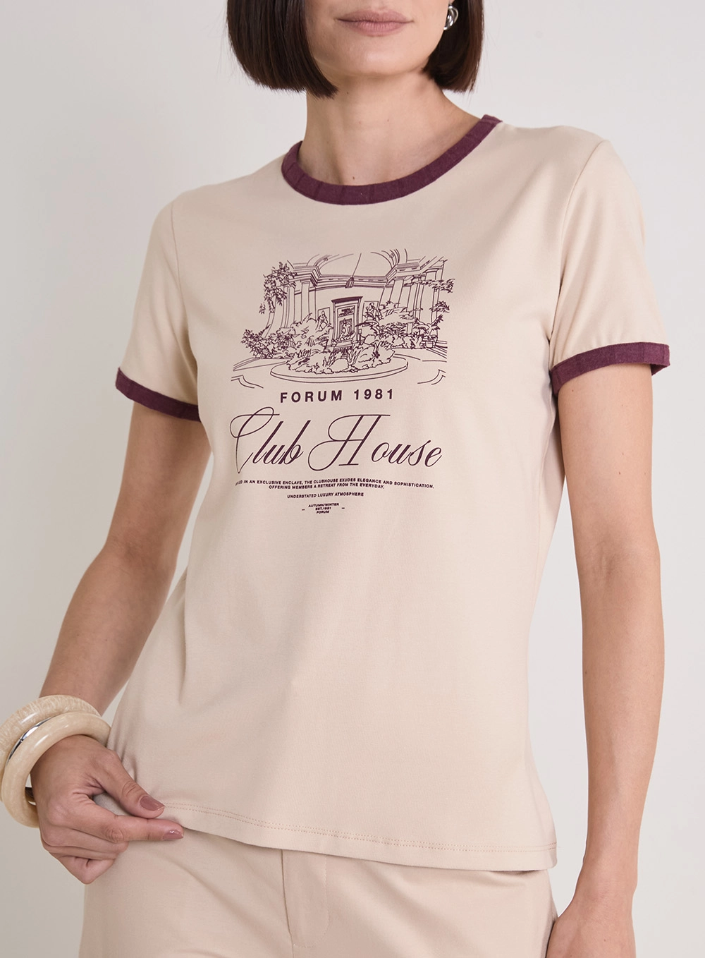 Camiseta Feminina Com Detalhes - Fran Bege 3