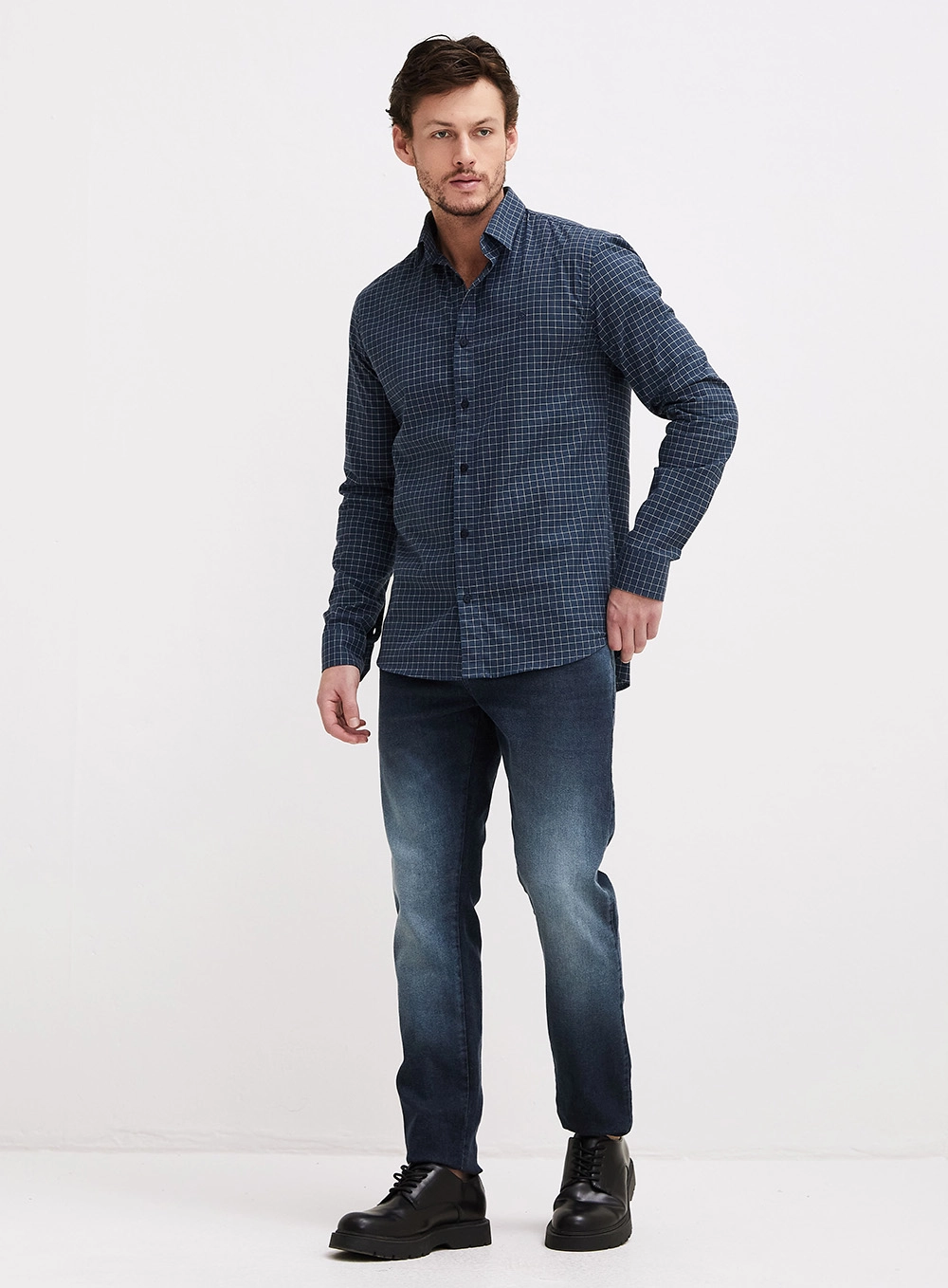 Camisa Masculina Slim Fit Xadrez Estampados 1