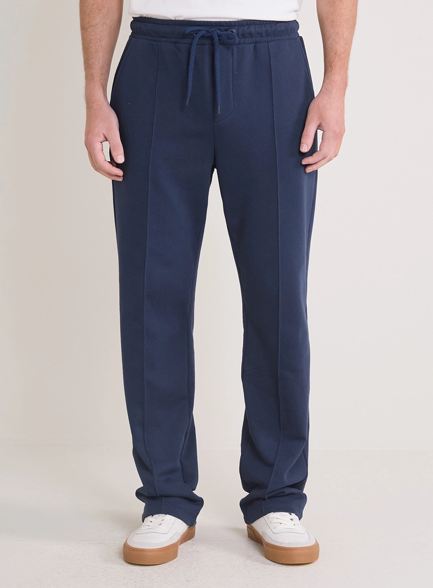 Calça Moletom Masculina Reta Com Cordão Azul 2