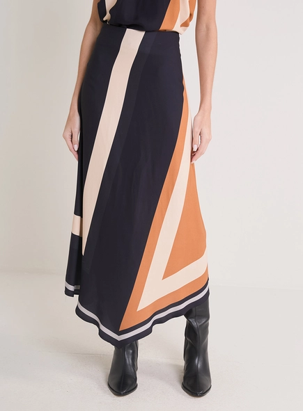 Saia Assimétrica Solta Estampada